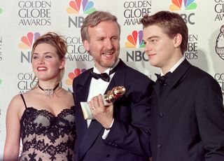 Kate Winslet, David Cameron and Leonardo DiCaprio at the 55th Annual Golden Globe Awards