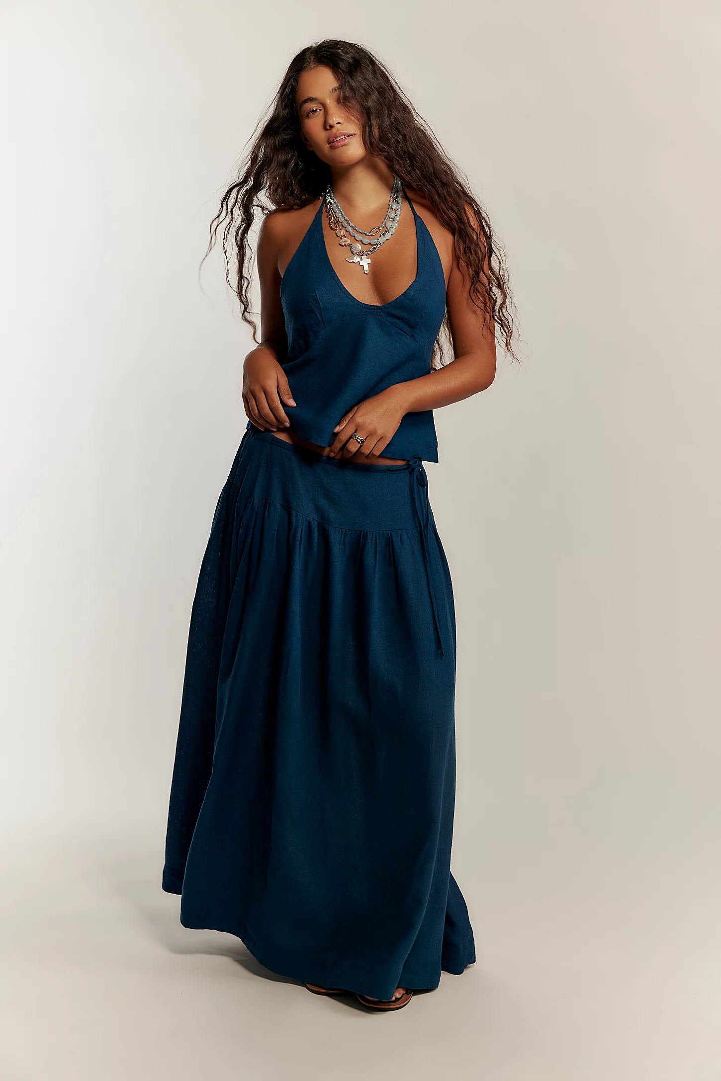 Free People, Sandshell Linen Skirt Set