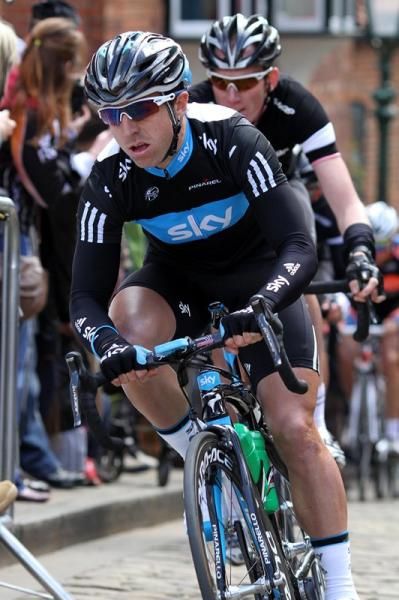 Russell Downing (Team Sky) leads on the first lap.
