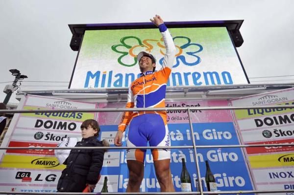 Oscar Freire (Rabobank) on the podium.