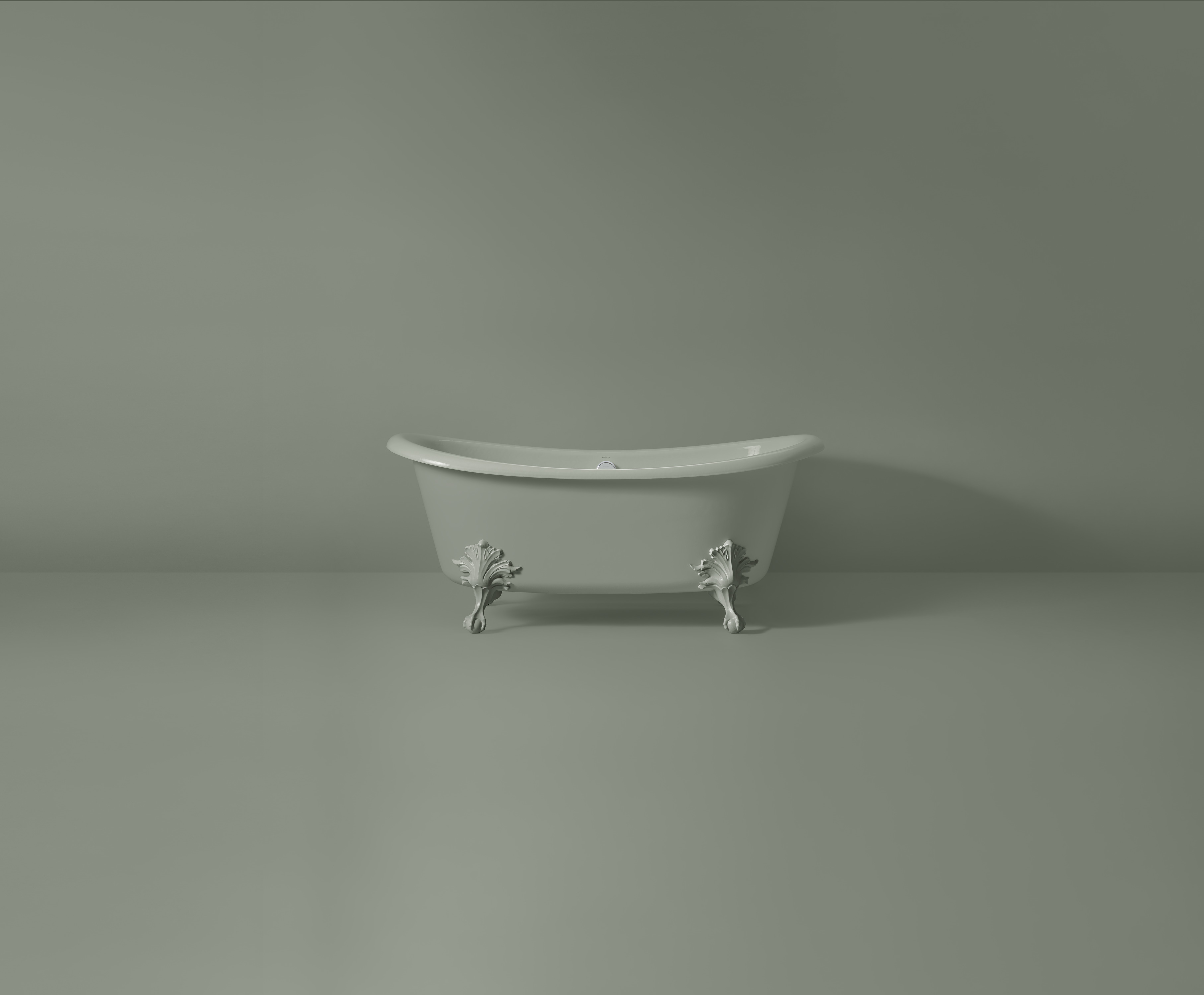 a Kohler clawfoot tub in Aspen Green