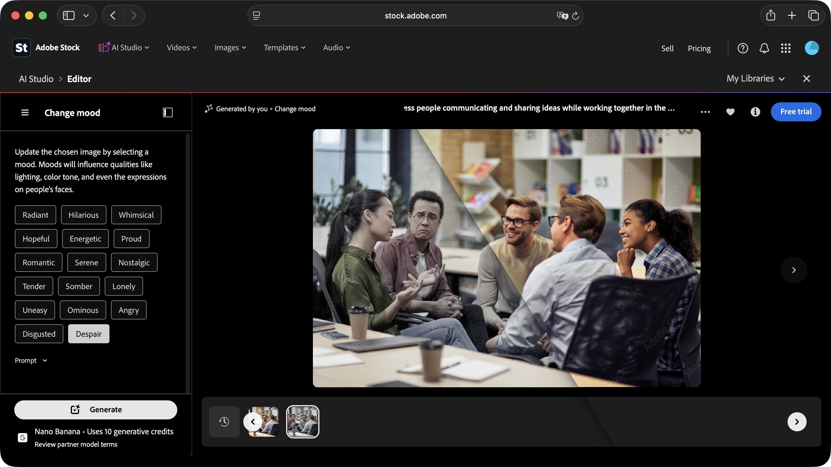 Usingf Adobe Stock's AI Studio tools on a Mac