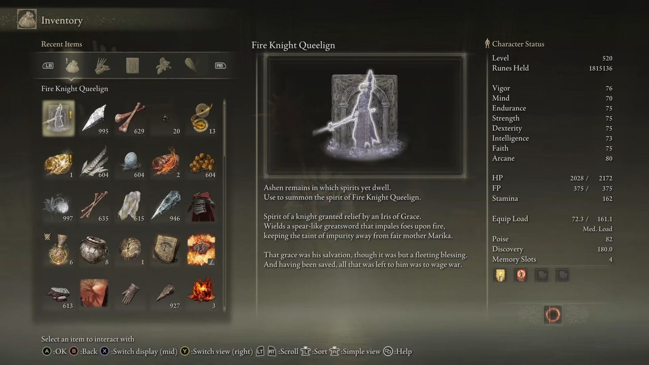 Elden Ring Queelign quest - Fire Knight Queelign Spirit Ashes