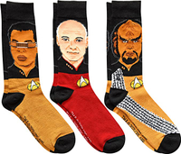 Star Trek: The Next Generation Picard Worf Geordi Men's Crew Socks 3 Pair Pack - $18.99 at Amazon