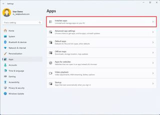 Open Installed apps page