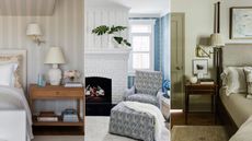 Three interiors reminiscent of '90s and 2000s rom com sets