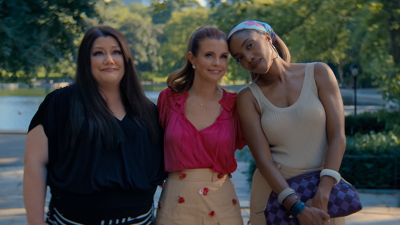 SWEET MAGNOLIAS. (L to R) Brooke Elliott as Dana Sue Sullivan, JoAnna Garcia Swisher as Maddie Townsend and Heather Headley as Helen Decatur in season 5 of SWEET MAGNOLIAS. Credit: Courtesy of Netflix/&amp;copy; 2025 Netflix, Inc.h