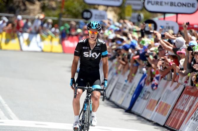 A relieved Richie Porte after winning the stage