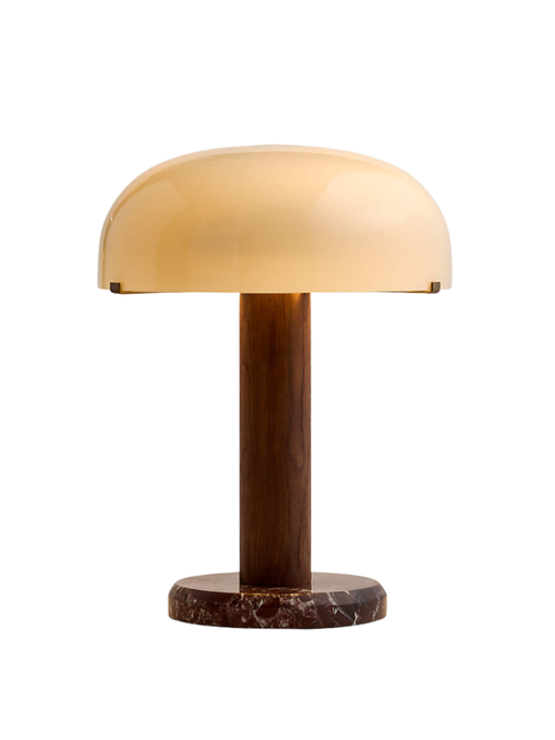 Aston Wood and Marble Table Lamp With Glass Shade 20"