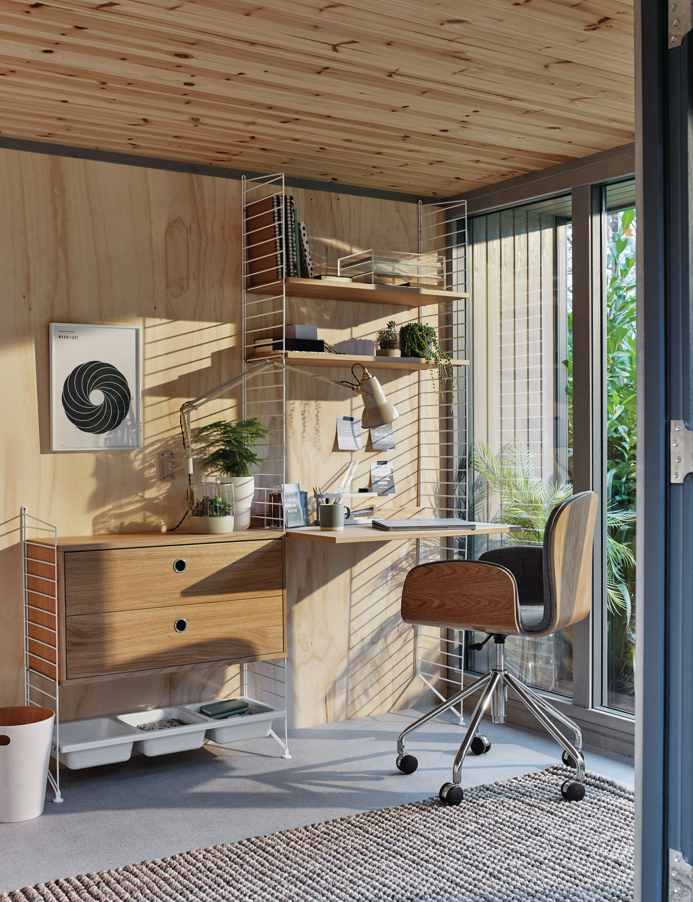 String mid-century modern office