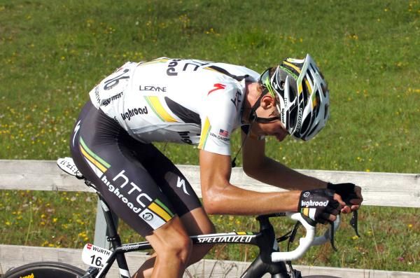 Tejay Van Garderen (HTC-Highroad) suffers on the climb