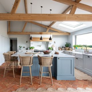 farmhouse with modern extension decorated in shades of grey and white