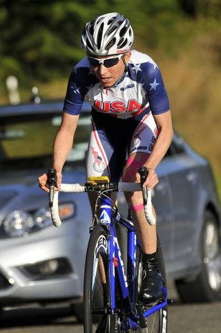 Amber Neben (USA National Team) on her way to winning the fourth stage.