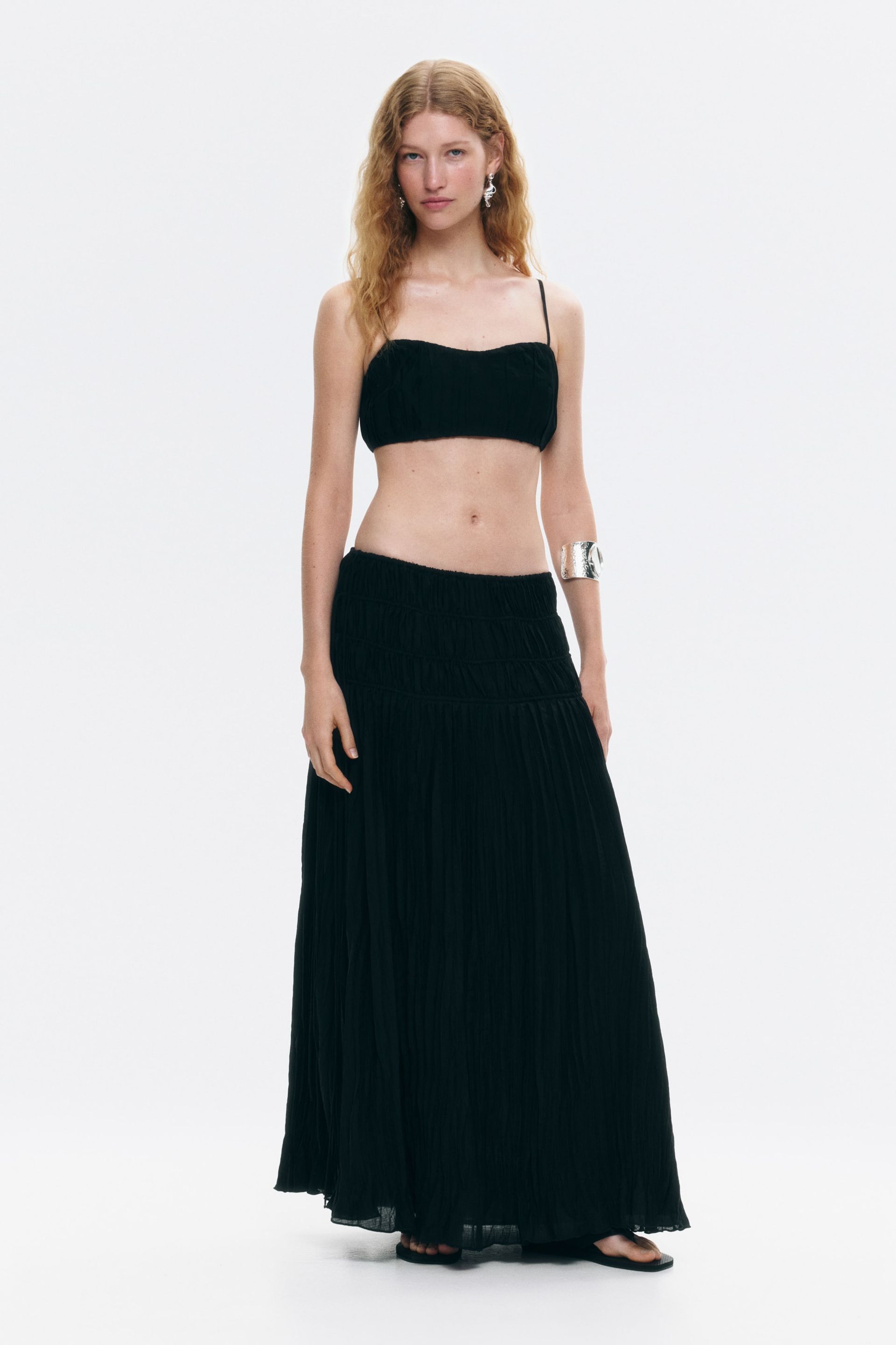 Crinkled Drawstring Skirt