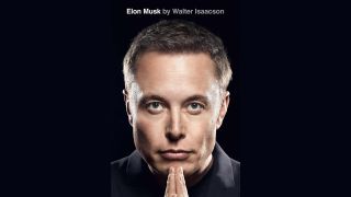 a black book cover with a man's face on it and the title "Elon Musk"