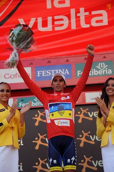 After a solo victory on stage 17, Alberto Contador is the Vuelta's new leader with four days of racing remaining.