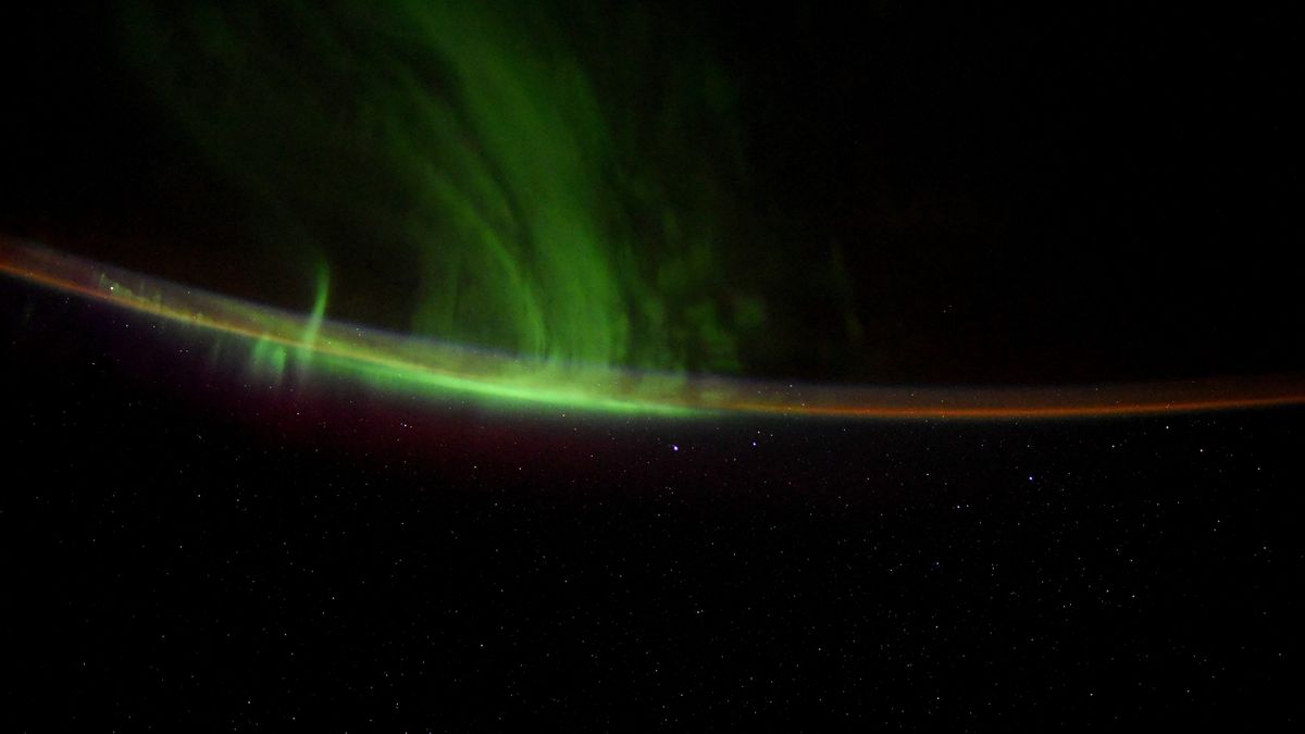 NASA astronaut Shane Kimbrough captured a view of the aurora against a starry sky, highlighting the constellation Orion, that he shared on Aug. 9, 2021.