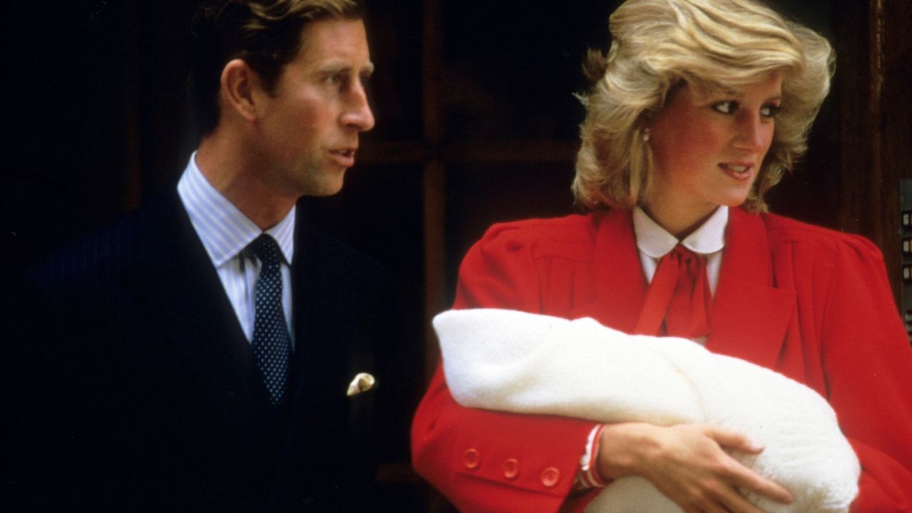 Diana, Princess of Wales and Prince Charles, Prince of Wales leave the Lindo Wing of St. Mary&#039;s Hospital following the birth of Prince Harry on September 16, 1984 in London, England.