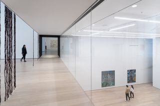 Inside the museum showing glass walls overlooking lower level