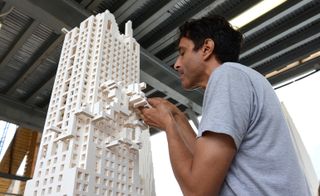 Stern’s office created a miniature forty-story skyscraper