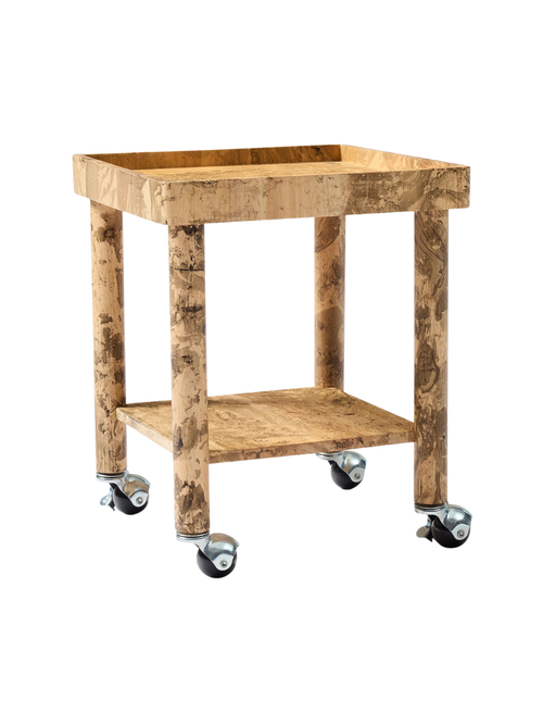 Pierce & Ward Burled Finish Rolling Table