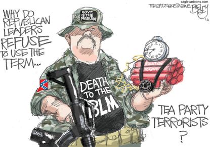 Political cartoon U.S. Tea Party terrorists Republicans