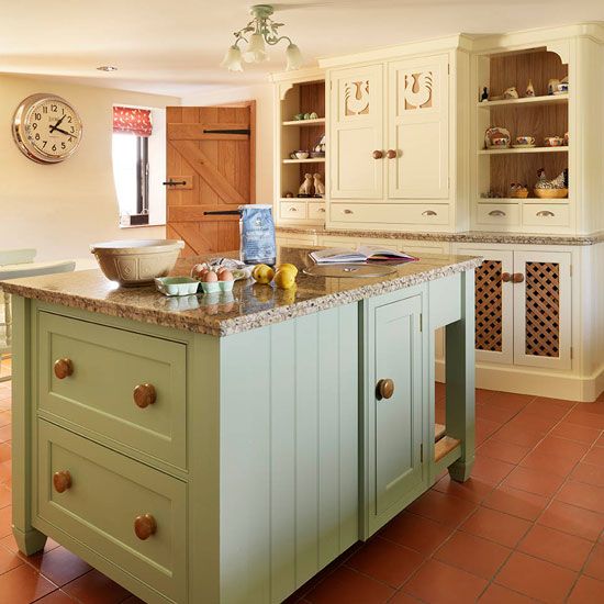 Soft green and cream traditional kitchen Ideal Home