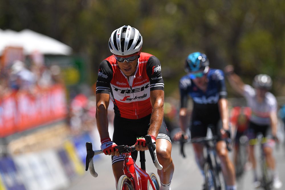 Richie Porte finishes ahead of Wout Poels and Daryl Impey atop Willunga Hill
