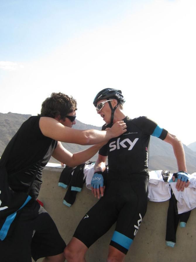 Chris Froome recovers from his effort on Green Mountain.