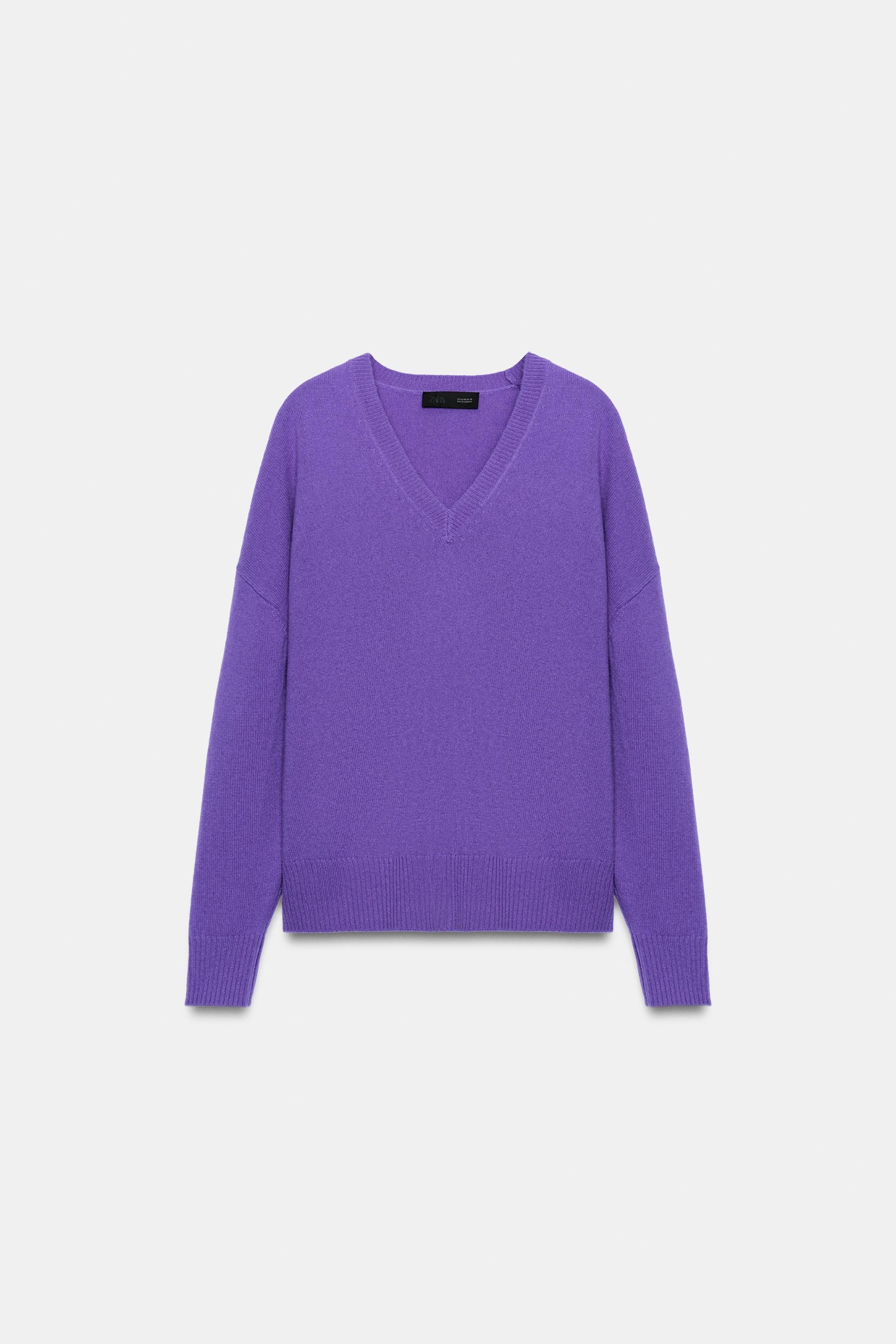 100% Wool Oversized Jumper - Violet - S