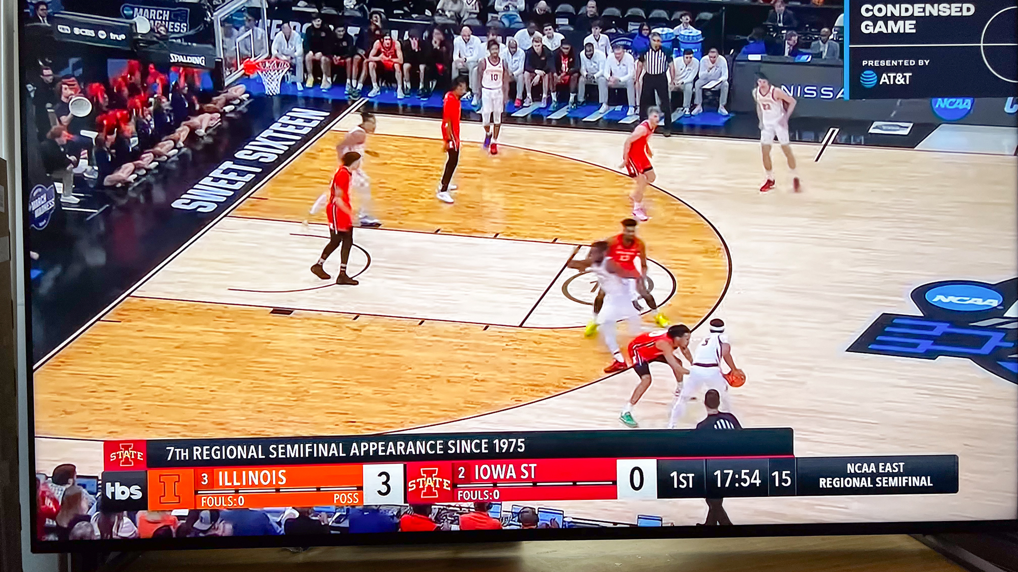 The Sony XR X90L showing a March Madness NCAA basketball game
