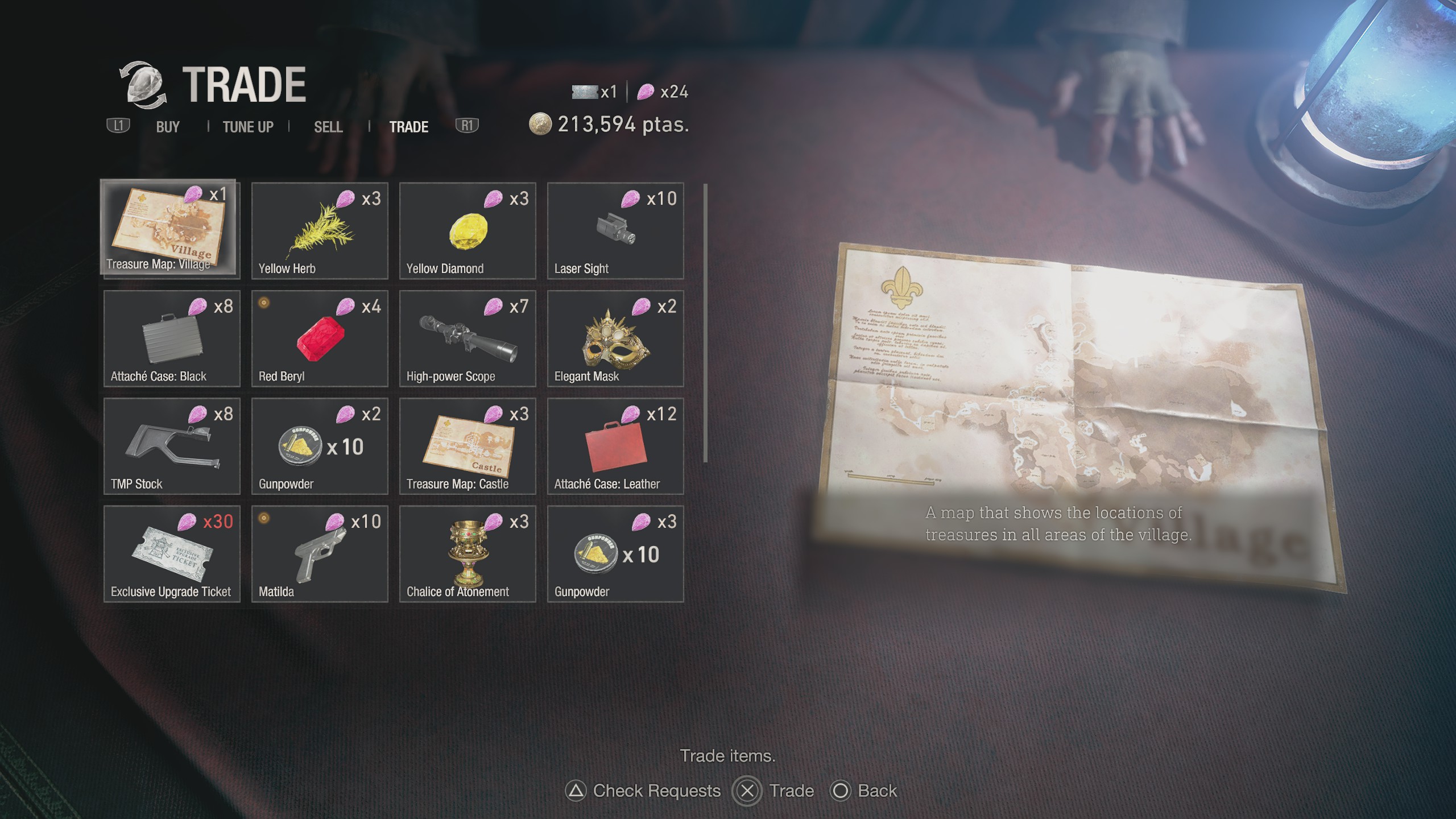 Resident Evil 4 Remake treasure map in shop