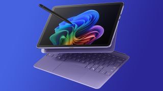 Microsoft Surface Pro 12-inch tablet on a blue and purple gradient background.