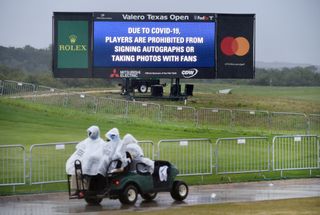 Screen at a PGA Tour event with COVID precautions.