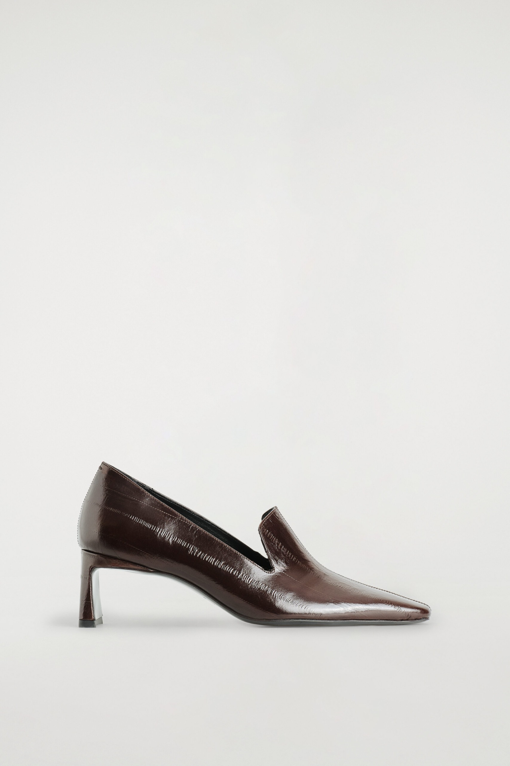 Angular Leather Heeled Loafers