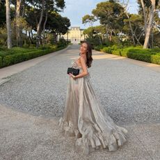Emma Leger in a silver Zimmerman gown at Hotel du Cap Eden Roc