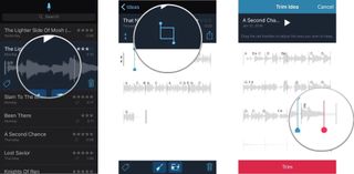 Trimming tracks in Music Memos