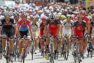 Riders start stage one of the fifth Amgen Tour of California in Nevada City.
