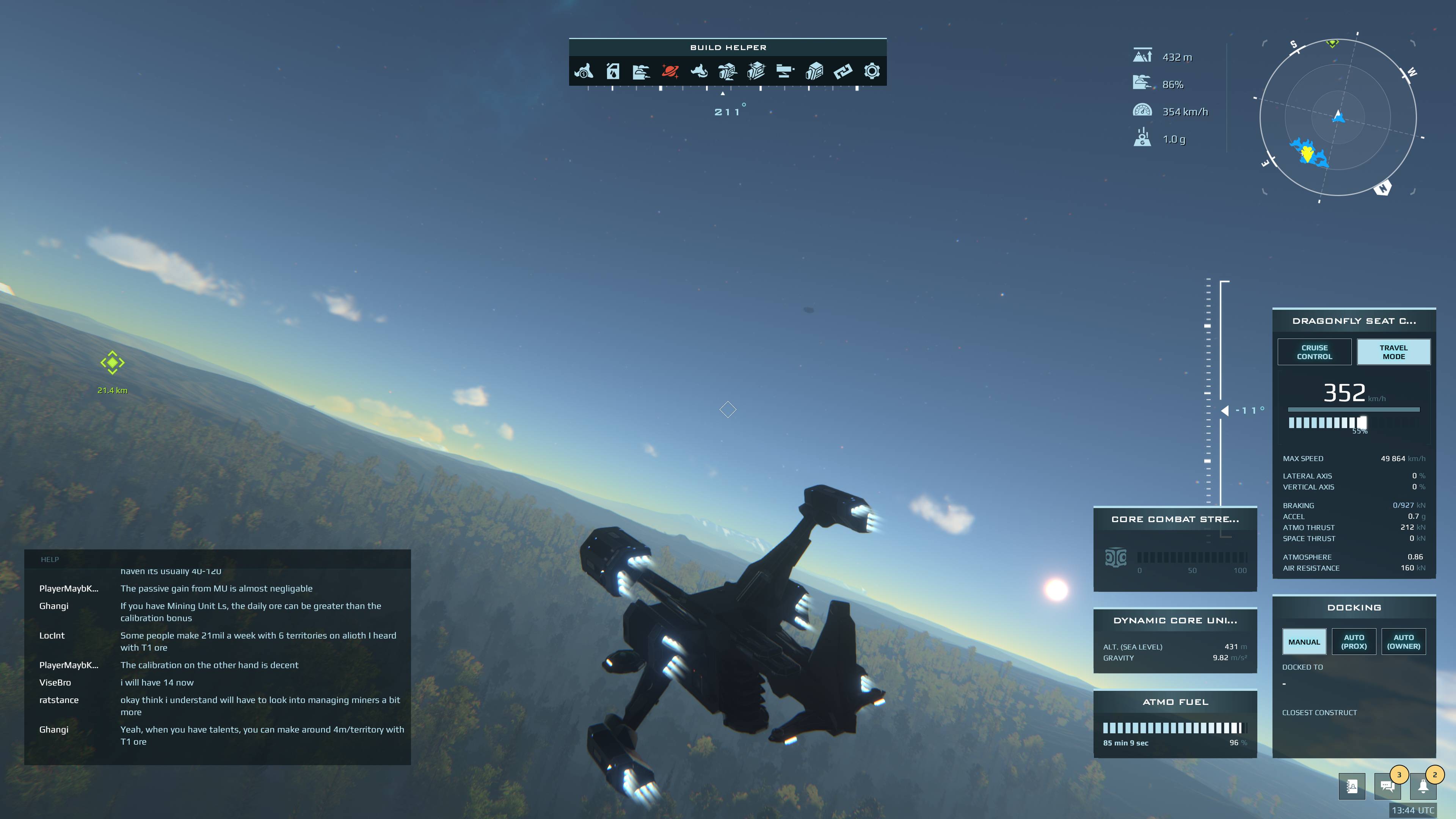 Flying right over a planet in a Dual Universe