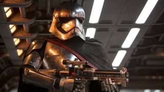 Captain Phasma in chrome stormtrooper armor from Star Wars
