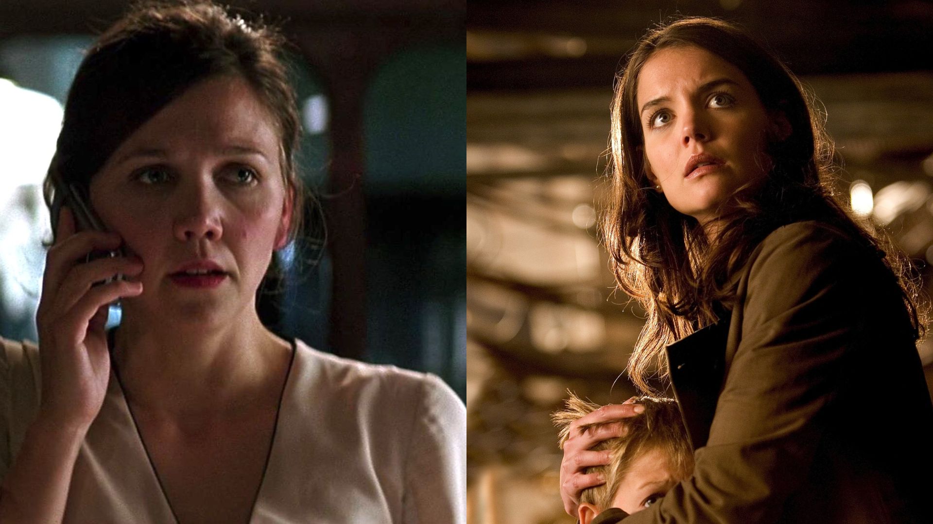 Maggie Gyllenhaal on the left and Katie Holmes on the right