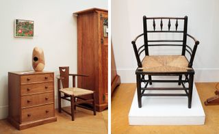Wooden furniture with storage drawer and chair