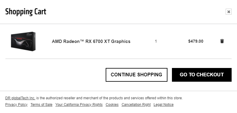 AMD store listing