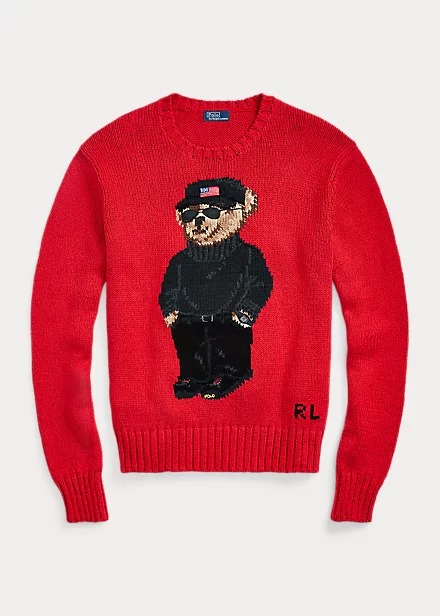 Ralph Lauren red sweater with polo bear on it