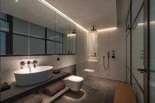 the best bathroom lighting comes from multiple sources, such as in this scheme 