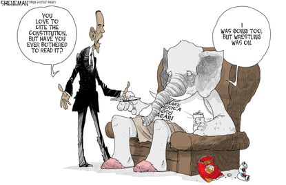 Obama Cartoon U.S. GOP Constitution