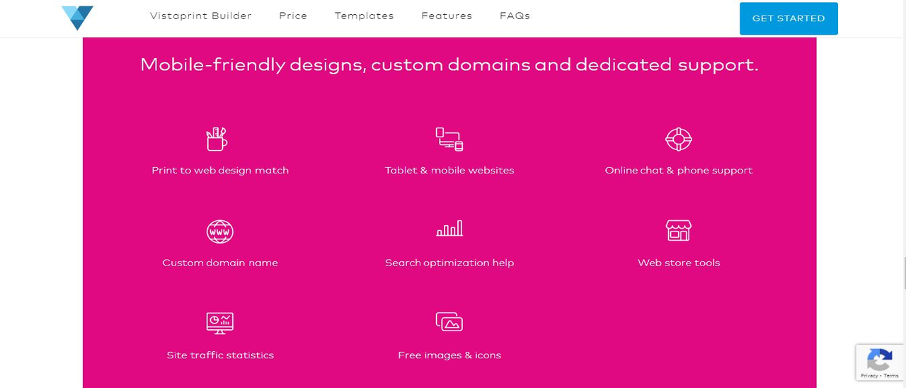 These are some of Vistaprint website builder's key features&nbsp;