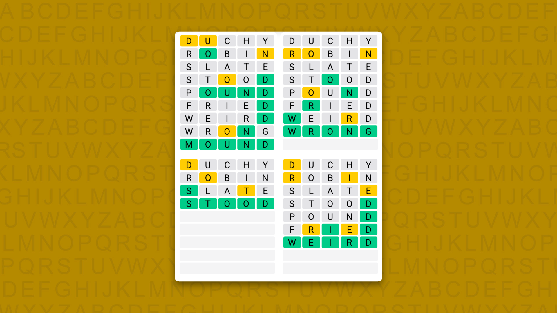 Quordle hints and answers for Wednesday, August 5 (game #1654)