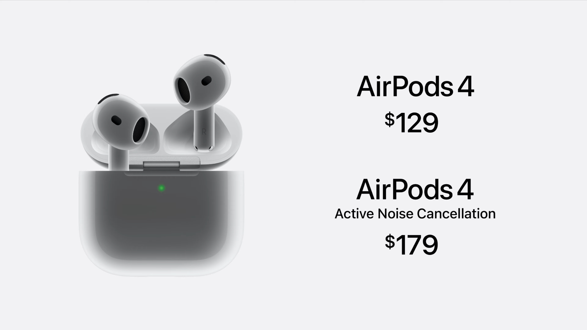 Apple AirPods 4 запускается в двух вариантах модели: один с шумоподавлением, другой без него.