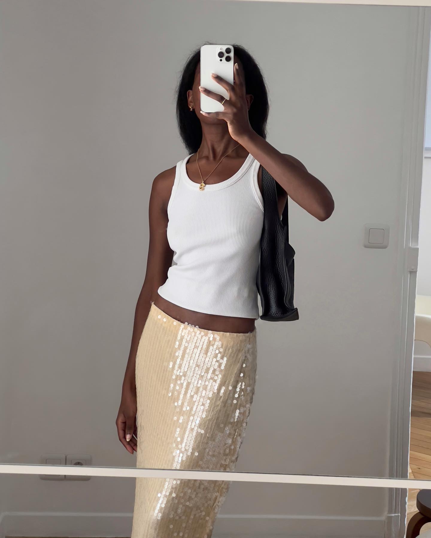 A woman wearing beaded skirt trend for summer 2026.